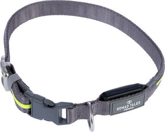 Produktbild von Nomad Tales Spirit USB LED Nylonhalsband für Hunde in Neongelb und Grau Größe S/M mit Halsumfang 35-50 cm
