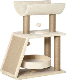 Northio Katzen Kratzbaum Klein 76cm mit Spielball und Sitzplatz in Hellbraun – Bild 1 von 2