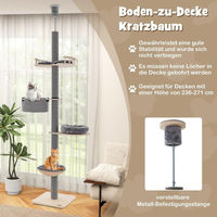 Produktbild von Northio Kratzbaum aus Holz mit Deckenspanner Grau 236-271 cm Katzenmöbel