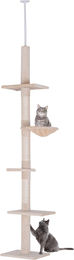 Northio Kratzbaum Deckenhoch Beige mit Sisalsäulen Höhenverstellbar 40x34x230-260cm – Bild 1 von 1