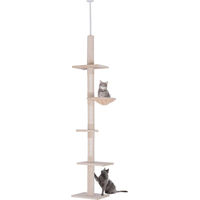 Produktbild von Northio Kratzbaum Deckenhoch Beige mit Sisalsäulen Höhenverstellbar 40x34x230-260cm