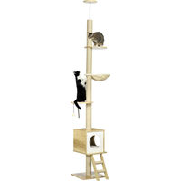 Produktbild von Northio Kratzbaum Deckenhoch mit Katzenhaus und Hängematte Beige