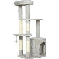 Produktbild von Northio Kratzbaum für Katzen, 114 cm, mehrstöckig, Grau mit Sisal und Plüsch