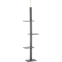 Produktbild von Northio Kratzbaum für Katzen, höhenverstellbarer Kletterbaum in Grau aus Polyester und Spanplatte, 43x27x228-260 cm