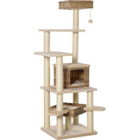 Produktbild von Northio Kratzbaum für Katzen mit Katzenhöhle aus Rattan und Sisal in Beige-Braun 55 x 55 x 174 cm