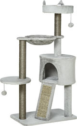 Northio Kratzbaum für Katzen mit Katzenhöhle, Sisalsäule und Rampe, Hellgrau, 113 cm – Bild 1 von 3