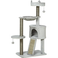 Produktbild von Northio Kratzbaum für Katzen mit Katzenhöhle, Sisalsäule und Rampe, Hellgrau, 113 cm