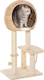 Northio Kratzbaum für Katzen mit Katzenhöhle und Ballspielzeug aus Sisal und Plüsch in Beige, 100 cm Höhe – Bild 1 von 2