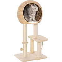 Produktbild von Northio Kratzbaum für Katzen mit Katzenhöhle und Ballspielzeug aus Sisal und Plüsch in Beige, 100 cm Höhe