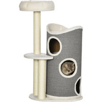 Produktbild von Northio Kratzbaum für Katzen mit Kratztonne und Katzenbett in Weiß-Grau 109 cm