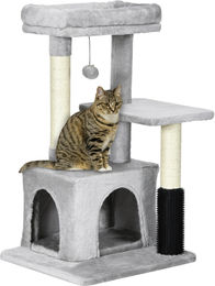 Northio Kratzbaum für Katzen mit Massageecke, Katzenhöhle und Spielball in Hellgrau, 48x48x85 cm – Bild 1 von 3
