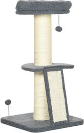 Northio Kratzbaum für Katzen mit Sisalsäule, Kratzbrett und Spielball in Dunkelgrau und Cremeweiß, 92 cm hoch – Bild 1 von 3
