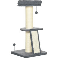 Produktbild von Northio Kratzbaum für Katzen mit Sisalsäule, Kratzbrett und Spielball in Dunkelgrau und Cremeweiß, 92 cm hoch