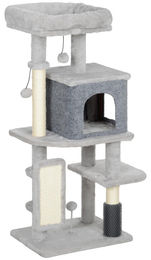 Northio Kratzbaum für Katzen mit Sisalstämmen und Plüschbett, 104 cm, Grau Creme Weiß – Bild 1 von 2