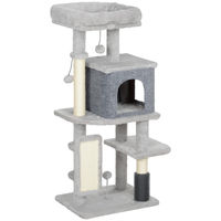 Produktbild von Northio Kratzbaum für Katzen mit Sisalstämmen und Plüschbett, 104 cm, Grau Creme Weiß
