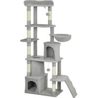 Produktbild von Northio Kratzbaum für Katzen mit Tunnel und Höhlen, 170 cm, Grau Creme Weiß