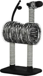 Northio Kratzbaum für Katzen mit Zebra-Design, Klettertunnel und Jutepfosten, Schwarz-Weiß, 93 cm – Bild 1 von 3