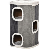 Produktbild von Northio Kratztonne für Katzen mit 3 Ebenen aus Sisal und Polyester in Grau-Weiß 40x40x74cm