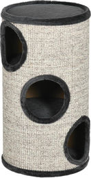 Northio Kratztonne für Katzen mit 3 Höhlen aus Sisal und Plüsch Grau Ø38x70cm – Bild 1 von 4