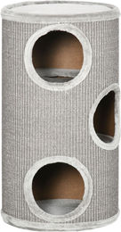 Northio Kratztonne für Katzen mit 3 Höhlen aus Sisal und Plüsch Hellgrau Ø38x70cm – Bild 1 von 1