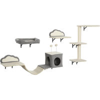 Produktbild von Northio Wand-Kratzbaum-Set aus Sisal und Plüsch in Beige, 4-teilig