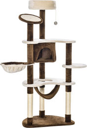 Northio XXL Kratzbaum für Katzen mit Katzenhöhle und Hängematte aus Plüsch in Braun 213x91x122cm – Bild 1 von 3