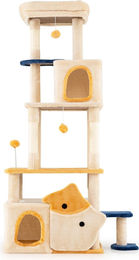 Northix Großer Katzenbaum mit Fischmotiv und Sisalstämmen in Beige – Bild 1 von 1