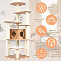 Produktbild von Northix Katzenbaum aus Holz 175cm mit 6 Etagen Spielhaus Höhle und 5 Kratzmatten