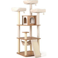 Produktbild von Northix Katzenbaum aus Holz mit Hängematte und Kratzbäumen in Beige 168 cm