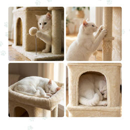 Northix Katzenbaum mit 2 Höhlen und Bett in Beige 71 cm – Bild 1 von 1