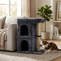 Northix Katzenbaum mit Höhle und Bett Dunkelgrau 71 cm hoch – Bild 1 von 1