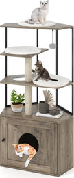 Northix Katzenbaum mit Katzenklo-Unterschrank, Kratzbäumen und Kissen – Bild 1 von 1