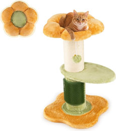 Northix Katzenbaum mit Plüschsitz und Sisalstamm in Gelb 69 cm – Bild 1 von 1