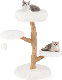 Northix Katzenkratzbaum aus Birnenholz in Weiß mit 90 cm Höhe und mehrstufigem Design – Bild 1 von 1