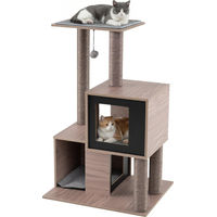 Produktbild von Northix Katzenkratzbaum mit Sisalstämmen in Grau und Schwarz aus Holzwerkstoff und Polyester