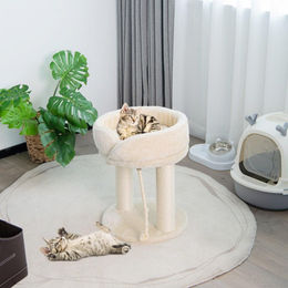 Northix Katzenkratzbaum mit weicher Sitzfläche und Sisalturm in Beige – Bild 1 von 1