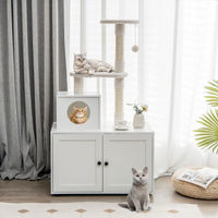 Produktbild von Northix Katzenschrank mit Sisal-Kratzbaum als Katzenmöbel für Katzentoiletten in Weiß