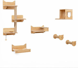 Northix Katzenwand-Kletterset mit Hängematte, Kratzbäumen und Haus – Bild 1 von 1
