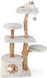 Northix Kratzbaum für Katzen 135 cm mit Höhle, Plüschsitz und Kratzstämmen aus Holzwerkstoff und Jute – Bild 1 von 1