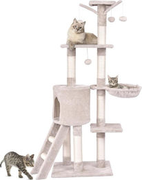 Northix Kratzbaum für Katzen 140 cm mit Sisalstämmen und Plattformen in Beige – Bild 1 von 2