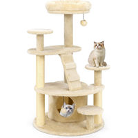 Produktbild von Northix Kratzbaum für Katzen in Beige mit Höhle und Kratzstämmen aus Holzwerkstoff, Plüsch und Sisal