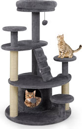 Northix Kratzbaum für Katzen in Grau mit Höhle, Leiter, Spielzeug und Sisal-Elementen – Bild 1 von 4
