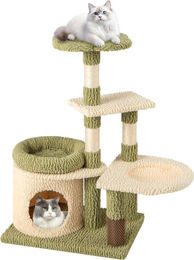 Northix Kratzbaum für Katzen in Grün und Weiß mit Hängematte und Sisal-Kratzpfosten – Bild 1 von 2