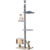 Produktbild von Northix Kratzbaum für Katzen mit Deckenspanner und Hängematte aus Sisal und Sperrholz in Grau