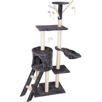 Produktbild von Northix Kratzbaum für Katzen mit Häuschen und mehreren Ebenen aus Sisal und Plüsch in Grau-Beige 50x35x140 cm