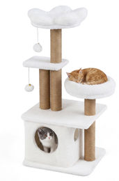 Northix Kratzbaum für Katzen mit Häuschen und Plattform in Beige, 96 cm – Bild 1 von 2
