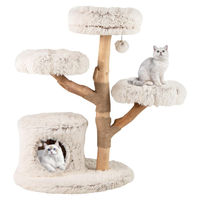 Produktbild von Northix Kratzbaum für Katzen mit Massivholzstamm und Plüschplattformen in Weiß und Natur, 102 cm