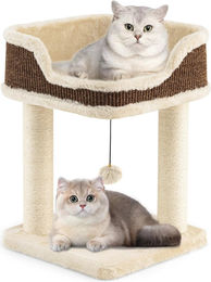 Northix Kratzbaum für Katzen mit Plüschsitz, Sisalstämmen und Ball in Beige – Bild 1 von 3
