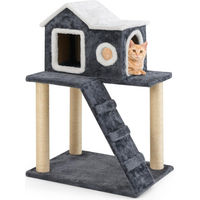 Produktbild von Northix Kratzbaum Grau mit großer Höhle, Leiter und Sisalstämmen 90 cm für Katzen