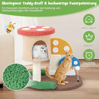 Produktbild von Northix Kratzbaum in Pilzoptik für Katzen mit Katzenhöhle, Sisal-Kratzbrett und Spielball, 60 x 49 x 59 cm